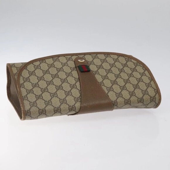 GUCCI GG Supreme Web Sherry Line Clutch Bag PVC Beige Red 89 01 031 Auth 123291 - Picture 7 of 16